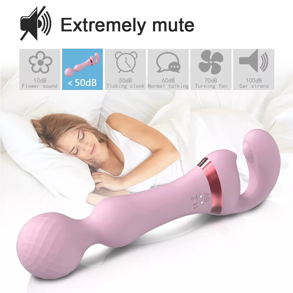 Tingle Vibes CupidPowerful 2 in 1 AV Vibrator Female Magic Wand Clitoris Stimulator USB Recharge 20 Modes G Spot Massager Sex Toys for Women